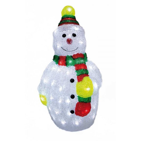 Χριστουγεννιάτικος Φωτιζόμενος Ακρυλικός Χιονάνθρωπος, με Πολύχρωμο Κασκόλ και 72 LED (51cm)